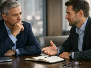 Executivos conversando em reunião privada