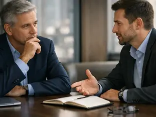 Executivos conversando em reunião privada
