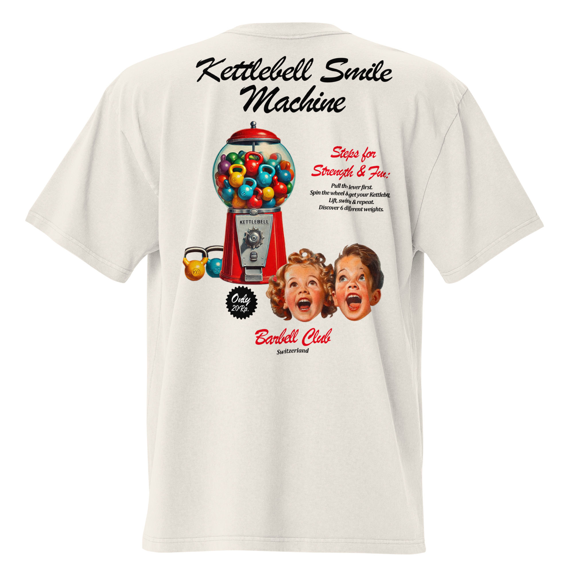 Kettlebell Smile Machine Oversized faded t-shirt