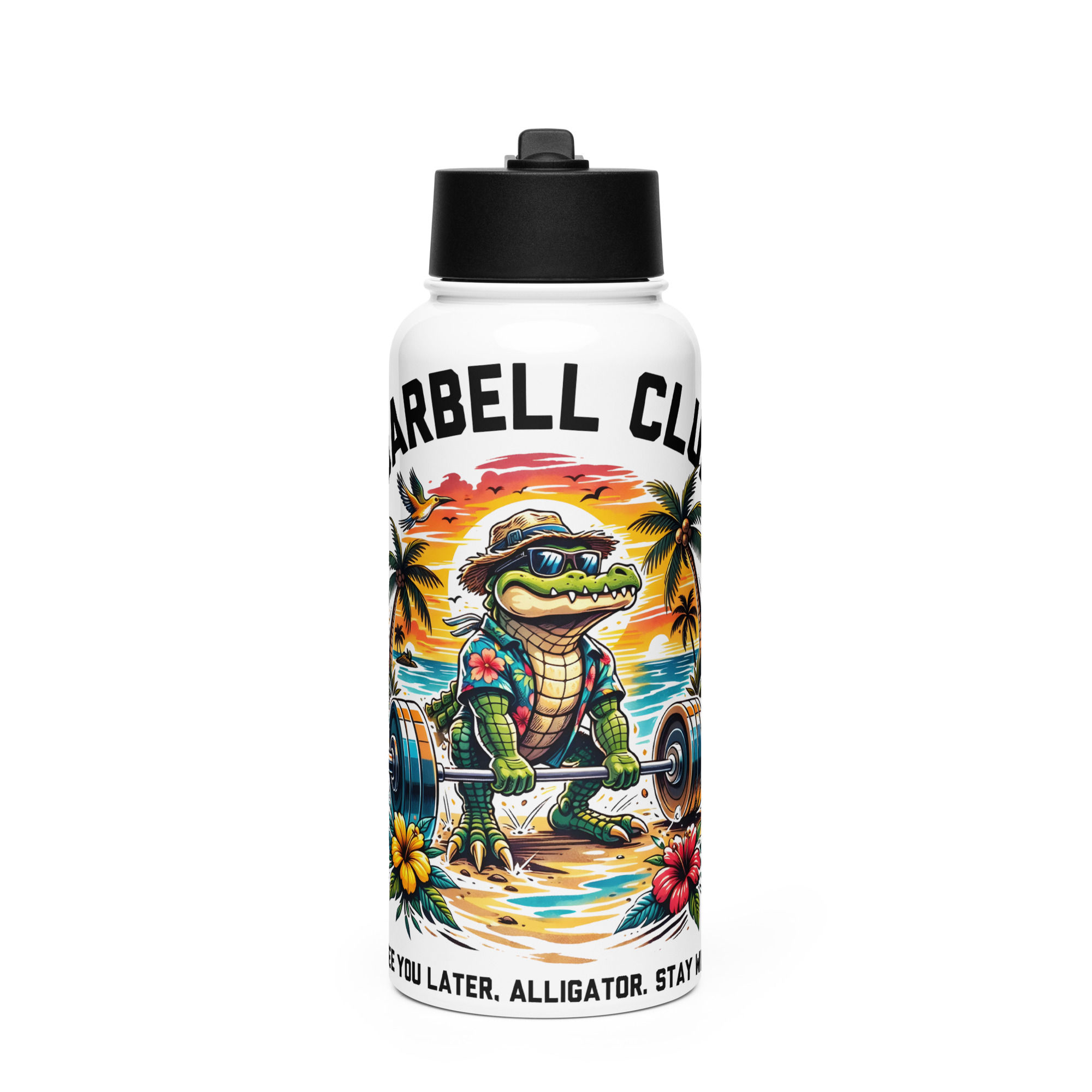 Alligator Stainless steel water bottle with a straw lid