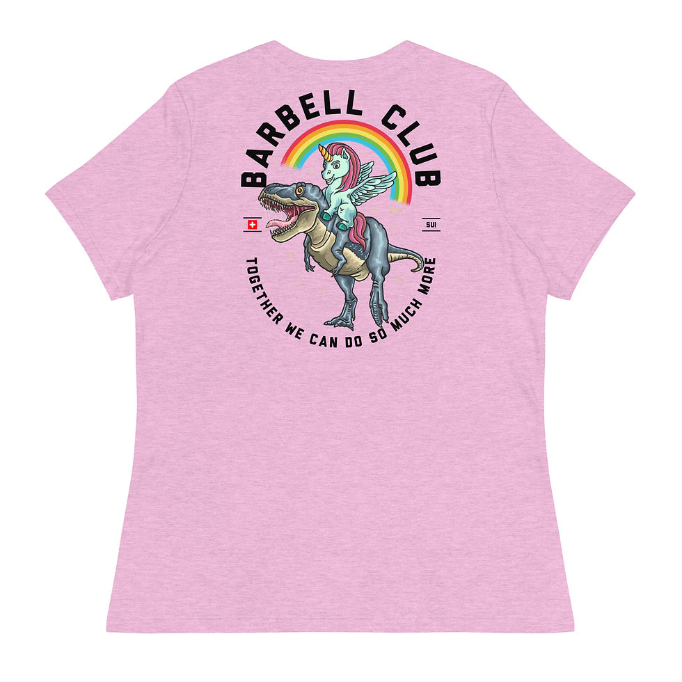 Miniaturbild: Barbell Club Ride a dino Women's Relaxed T-Shirt