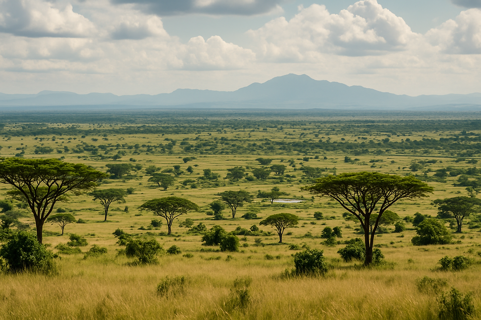 Wide angle view of Queen Elizabeth National Park's landscape