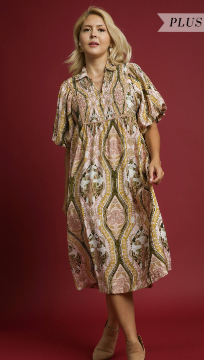 Thumbnail: Umgee Abstract Print Midi Dress