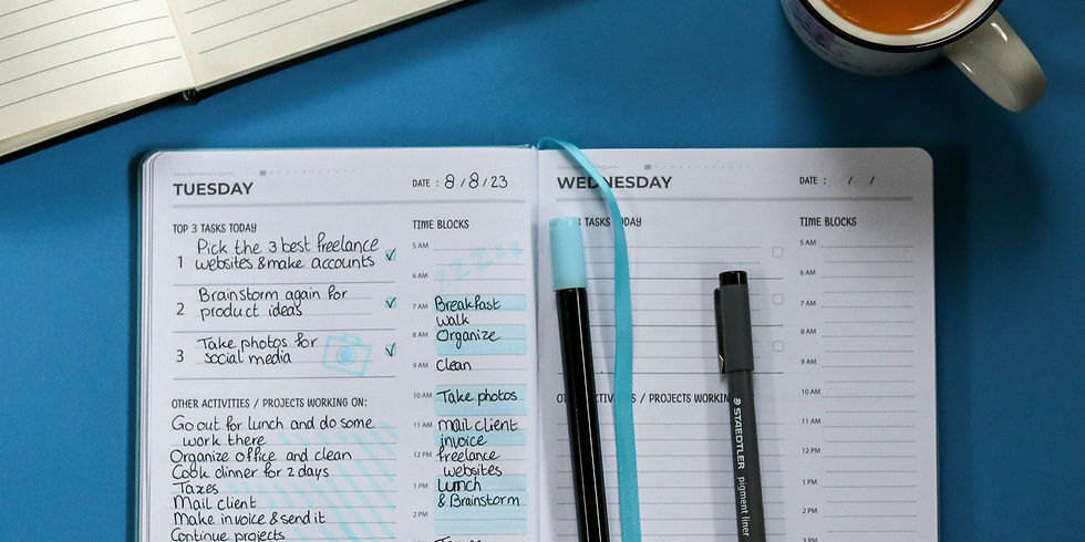 Open planner showing a detailed list of tasks