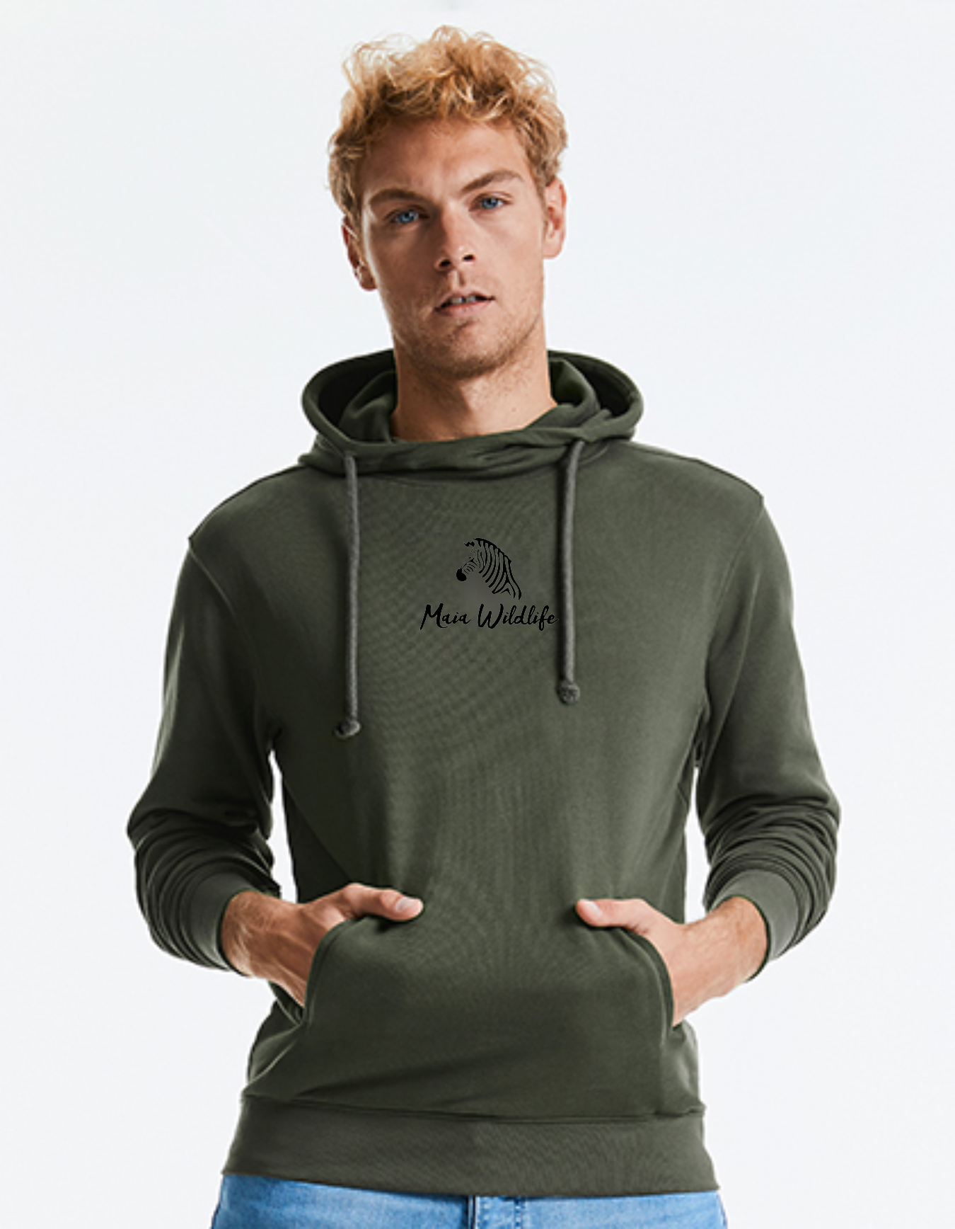 MaiaWildlife Unisex Pure Organic High Collar Hooded Sweat