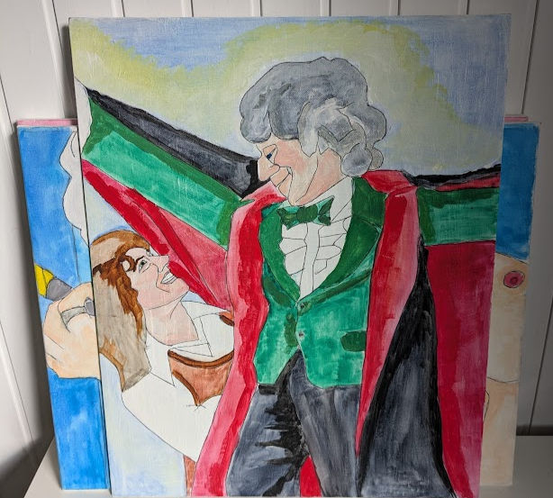 Jon Pertwee and Elisabeth Sladen 2024 (Mixed media- Watercolour and Acrylic paint_