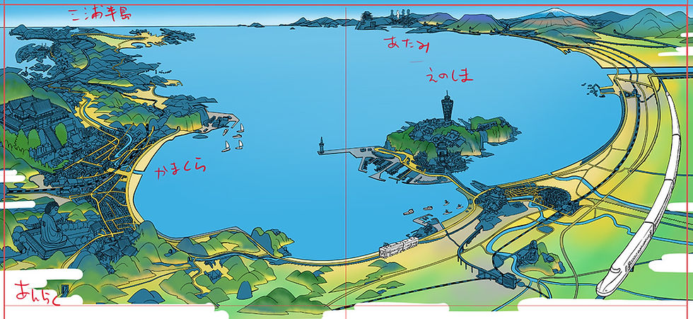 鎌倉、湘南を描いた地図(途中)