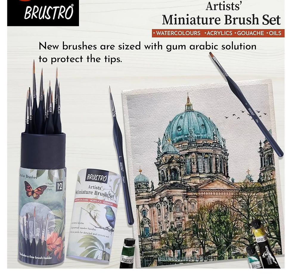 Thumbnail: Artists' Miniature Precision Brushes - Set of 12 | Synthetic Bristles, Detail Fi