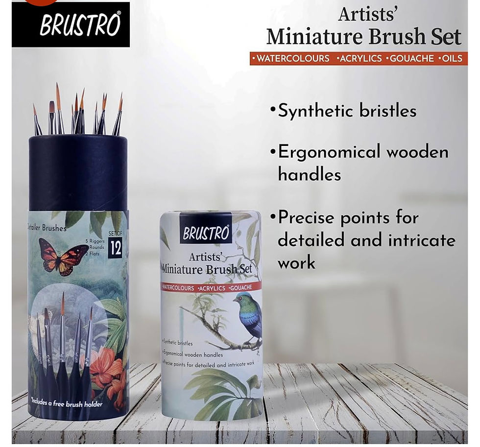 Thumbnail: Artists' Miniature Precision Brushes - Set of 12 | Synthetic Bristles, Detail Fi