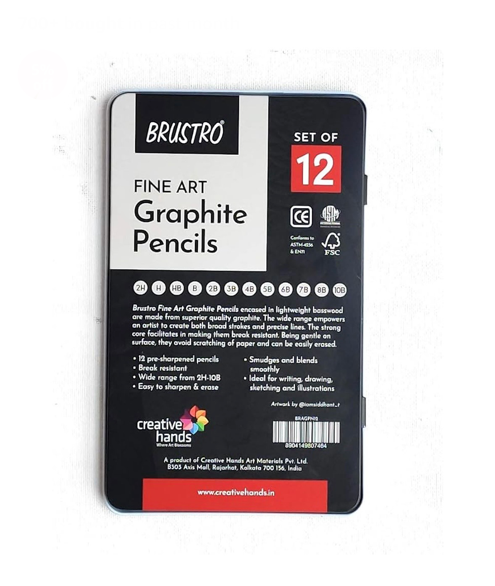 Thumbnail: Artists Fineart Graphite Pencil Set of 12 (10B-2H) with Elegant Tin Box