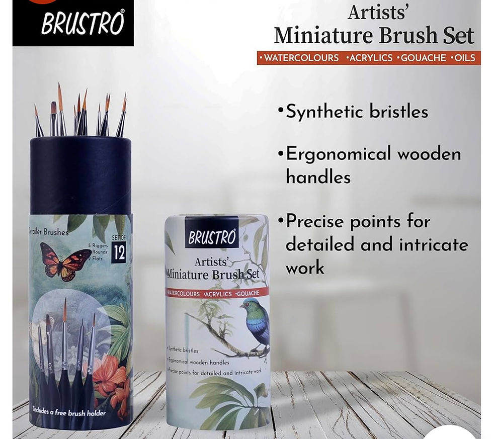 Thumbnail: Artists' Miniature Precision Brushes - Set of 12 | Synthetic Bristles, Detail Fi