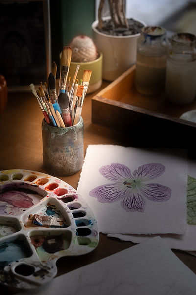 close up of painting and materials