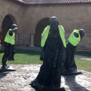 Rodin Sculptures at Stanford Don Yellow Vests During Newsom’s Inauguration