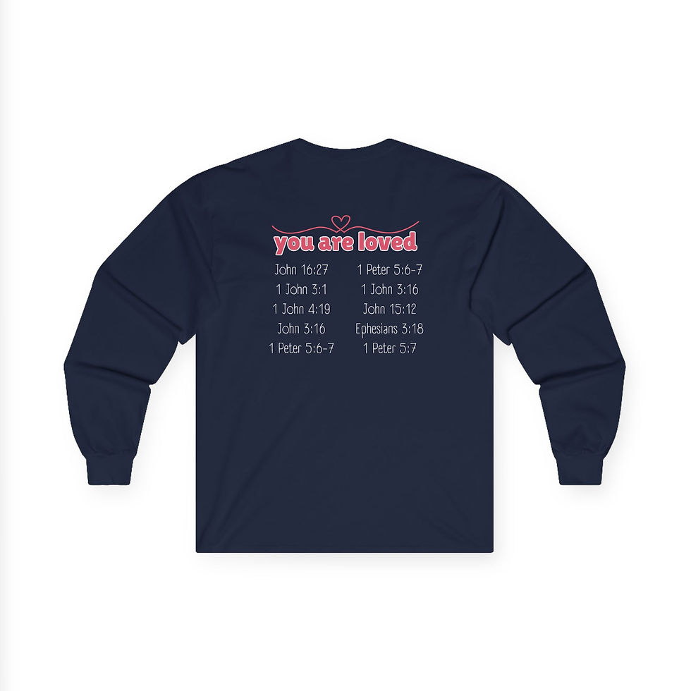 Thumbnail: Long Sleeve Tee Heart on Front and Bible verses on back