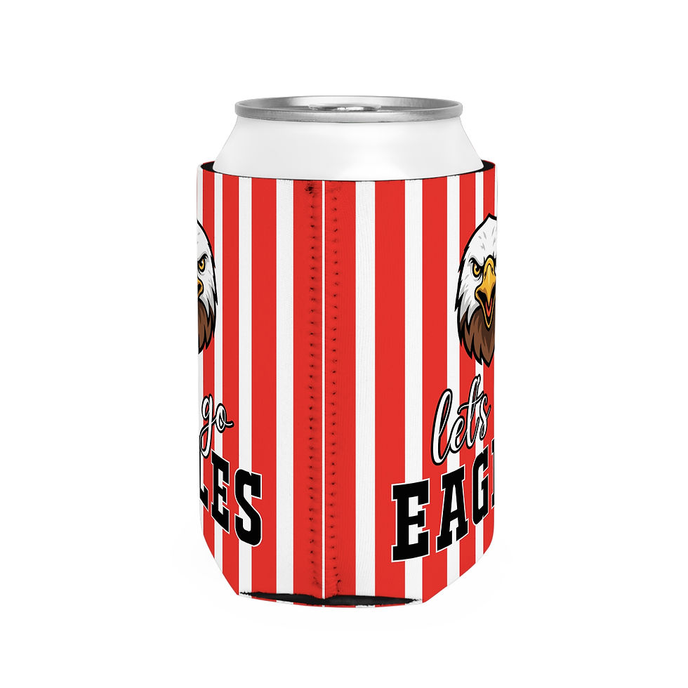 Thumbnail: Can Cooler Sleeve - "Let's Go Eagles" Red Stripe Eagle Koozie