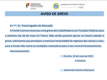 Aviso de greve