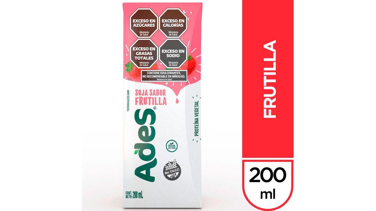 Bebida a base de soja Ades frutilla 200 cc.

