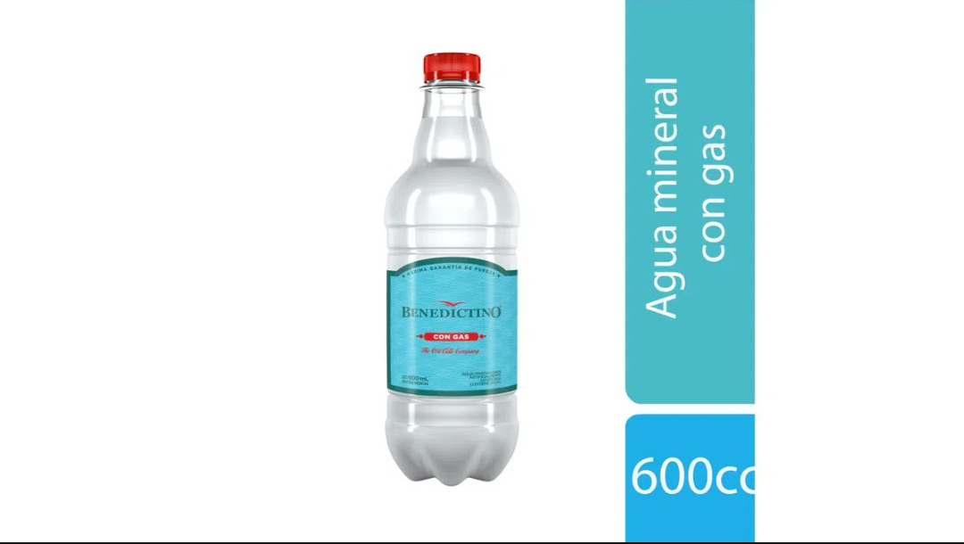 Agua de mesa Benedictino con gas pet 600 cc.