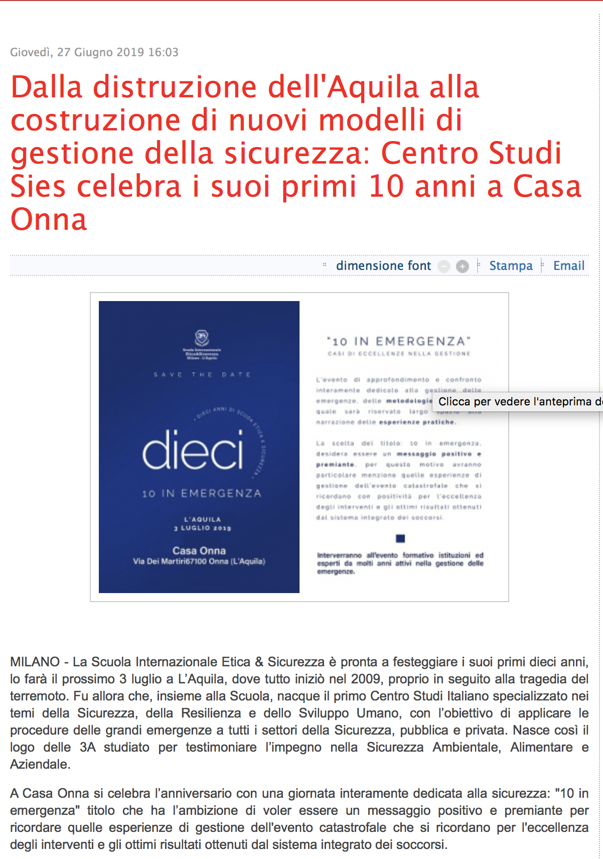 10 in emergenza