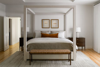 Cashiers, North Carolina Primary Bedroom by Hendrickson Interiors in Cullasaja Club Neighborhood.