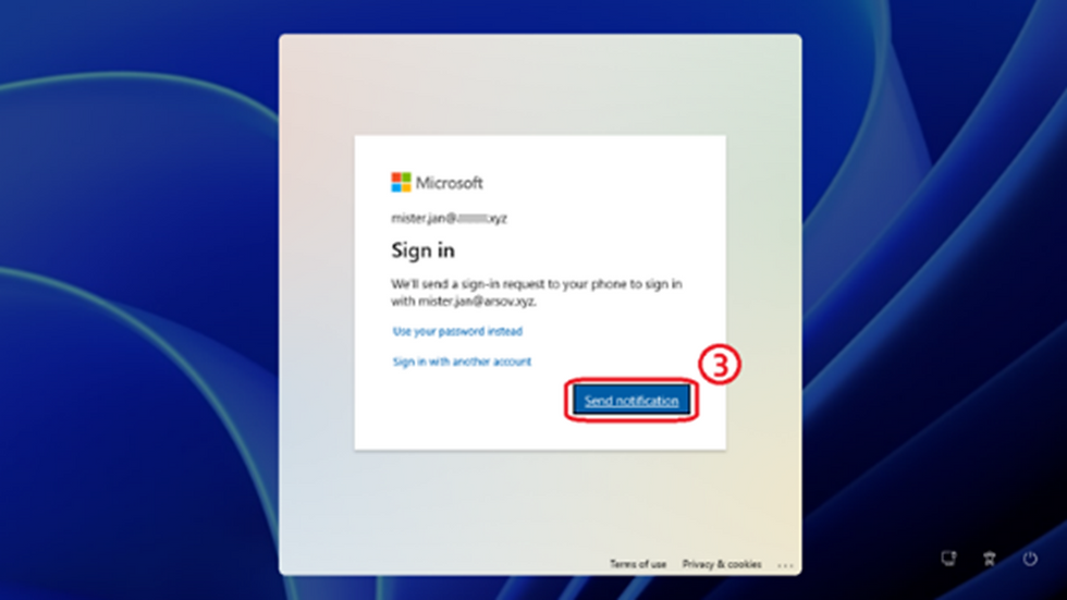 Passwordless sign-in using Microsoft Authenticator app.
