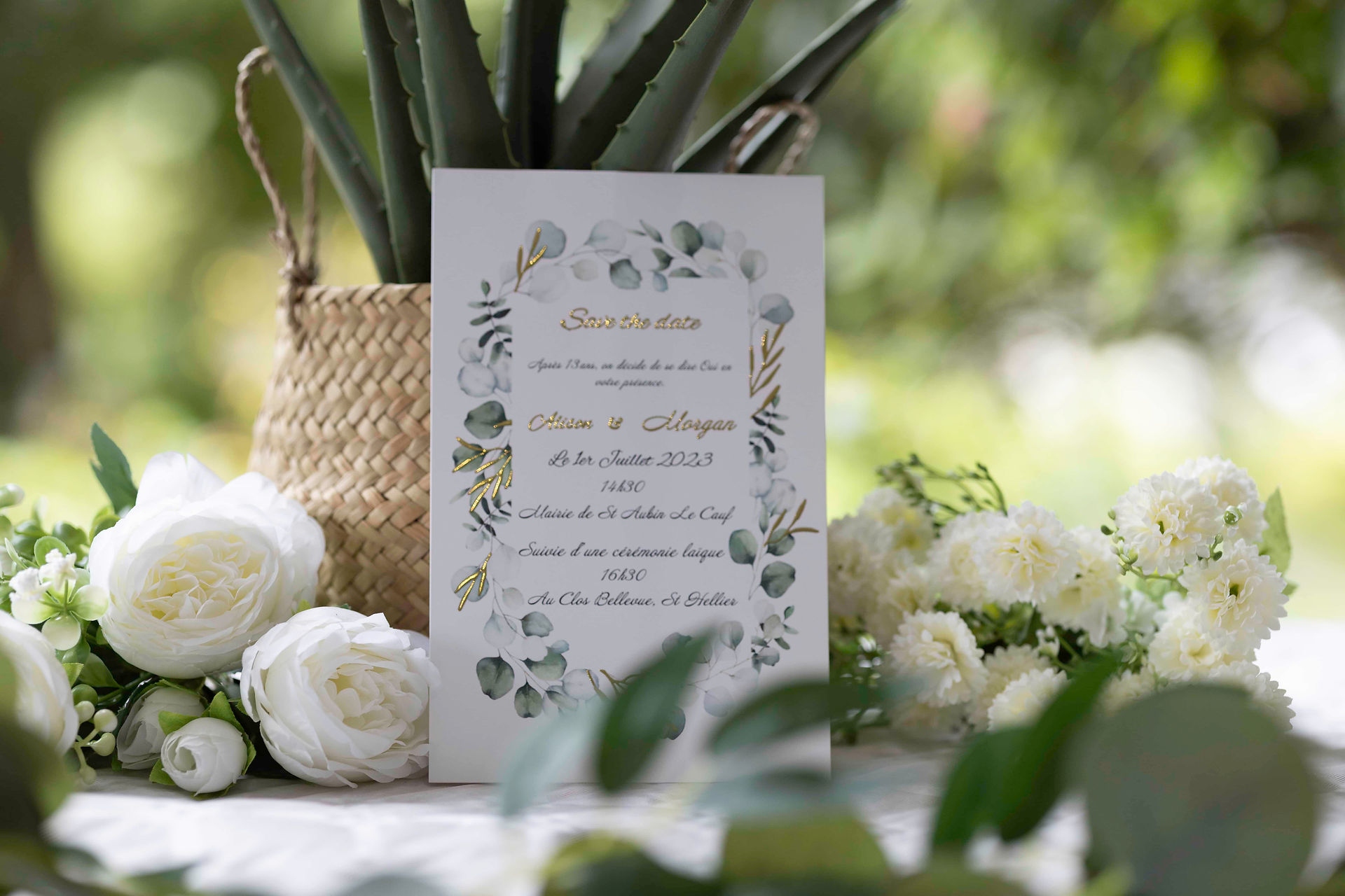 Mise en scène du faire-part de mariage