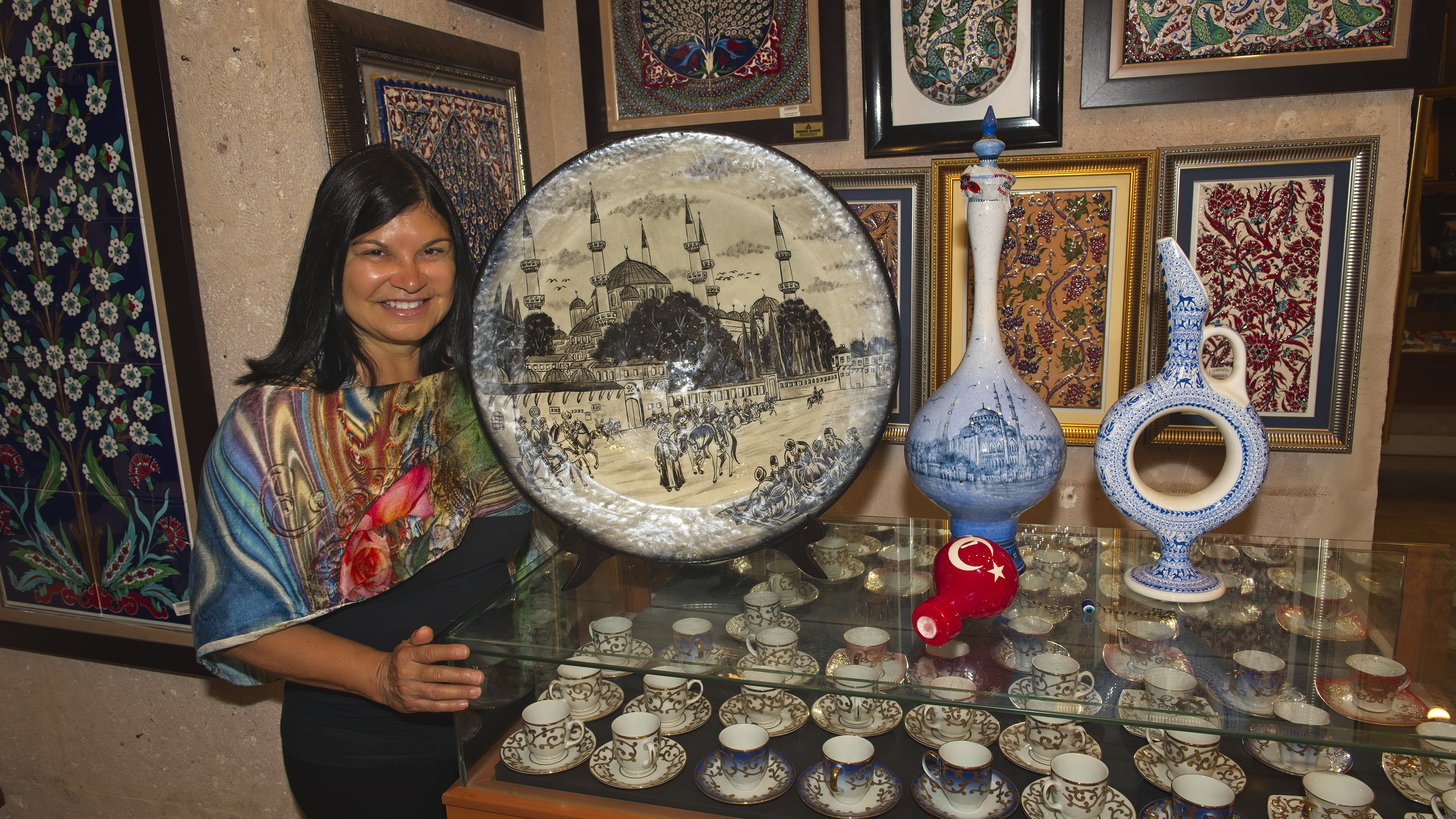 Dirce with our new purchases