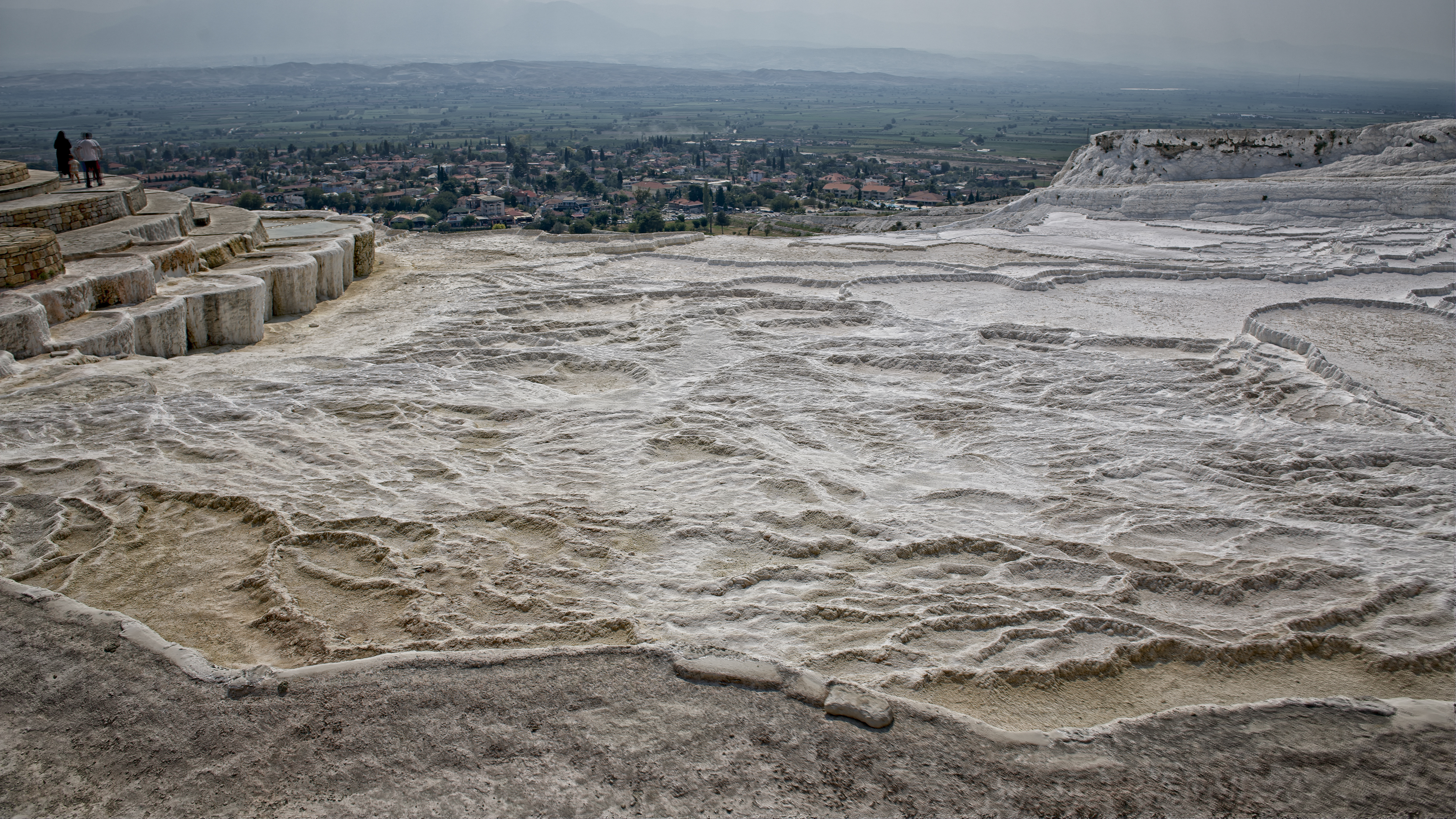Pamukkale with white lime cascades