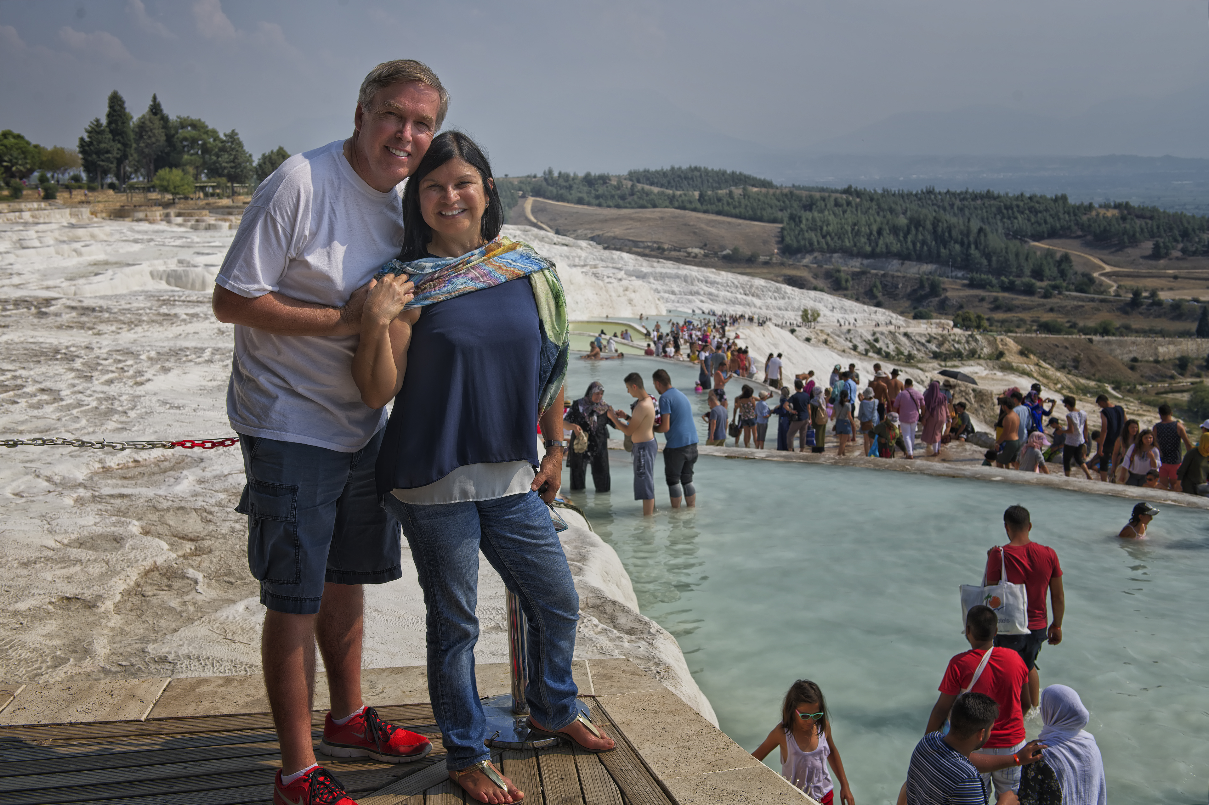 Pamukkale with white lime cascades