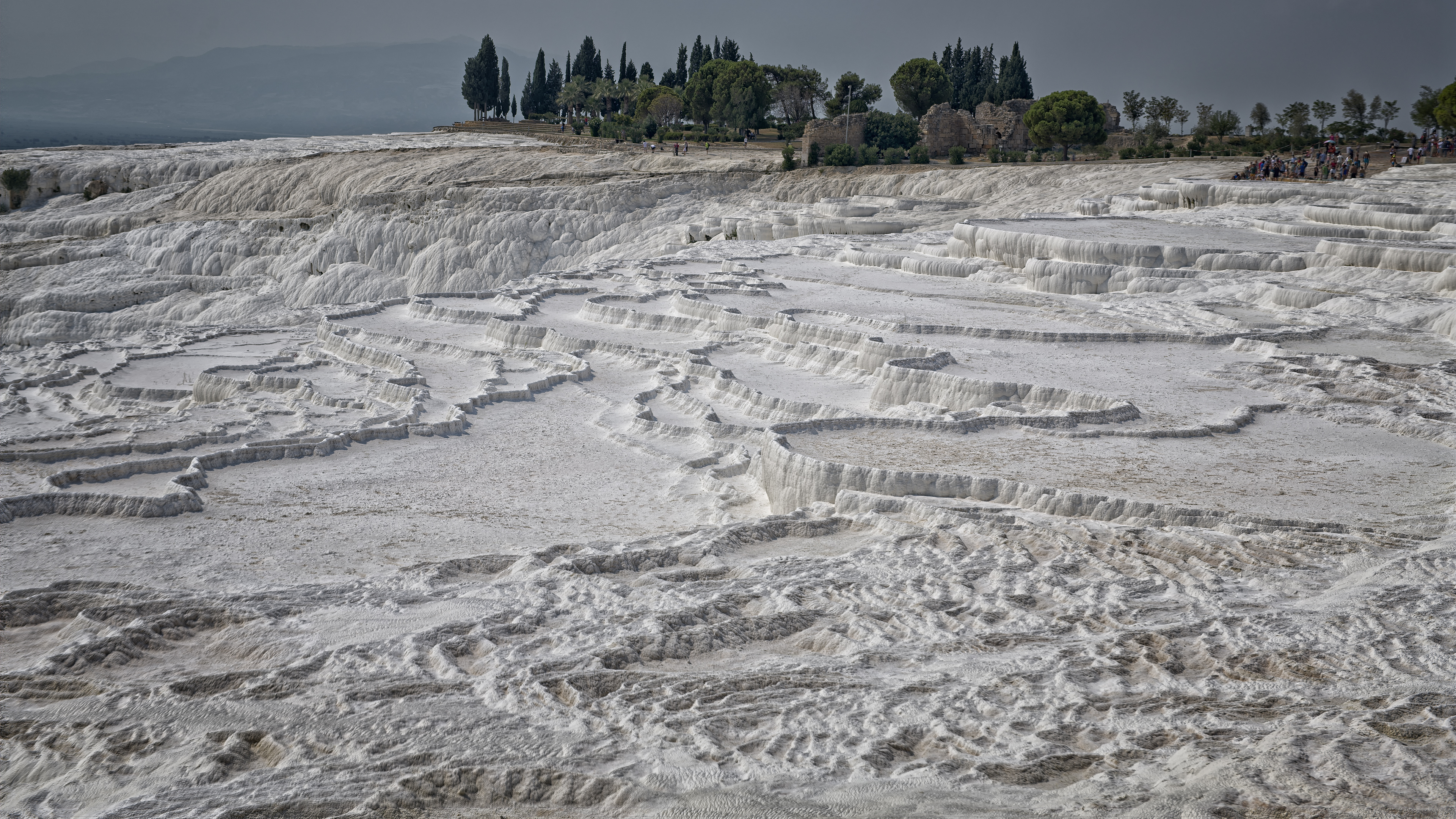 Pamukkale with white lime cascades