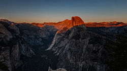 View from Glacier Point of Half Dome in Yosemite NP at Sunset