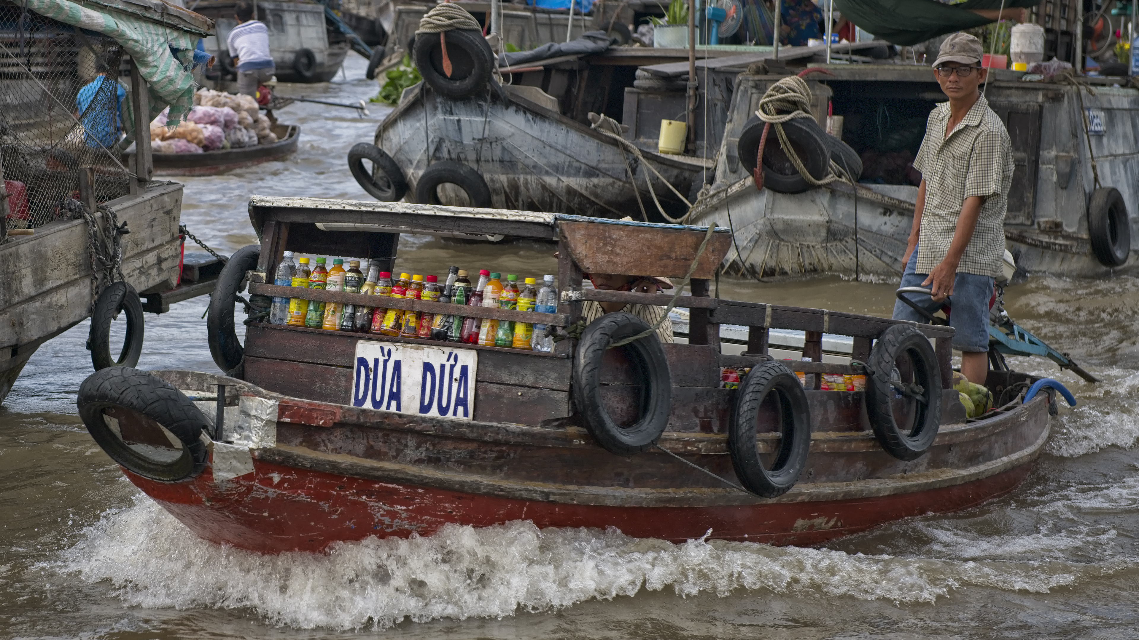 Selling Drinks on Floating Market