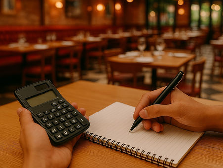 Checking daily figures in a restaurant
