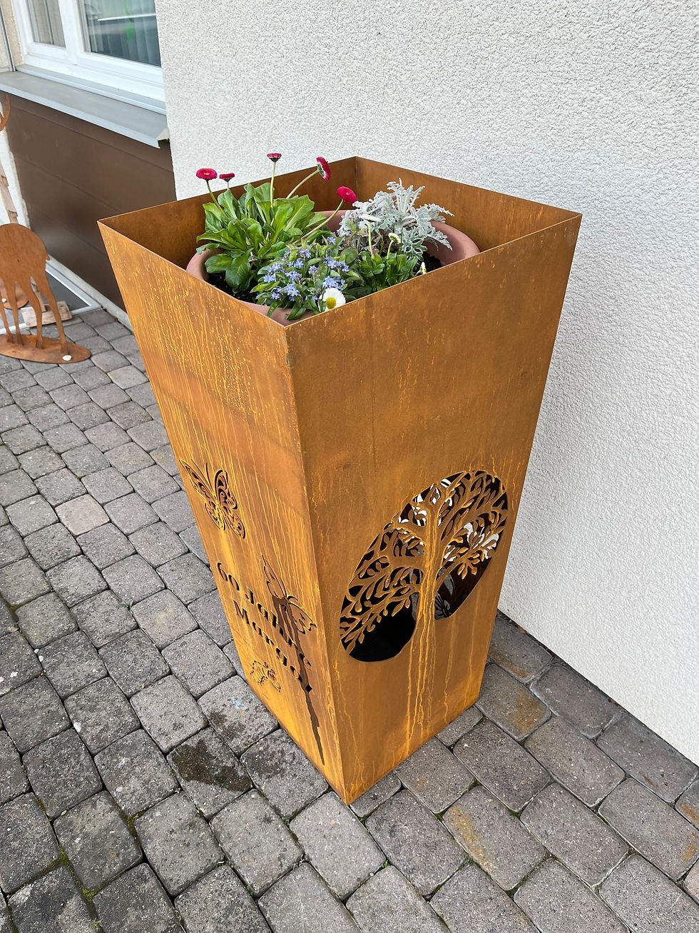 Miniaturbild: Rost Säule, Deko Säule konisch Blumen/ Baum Motiv