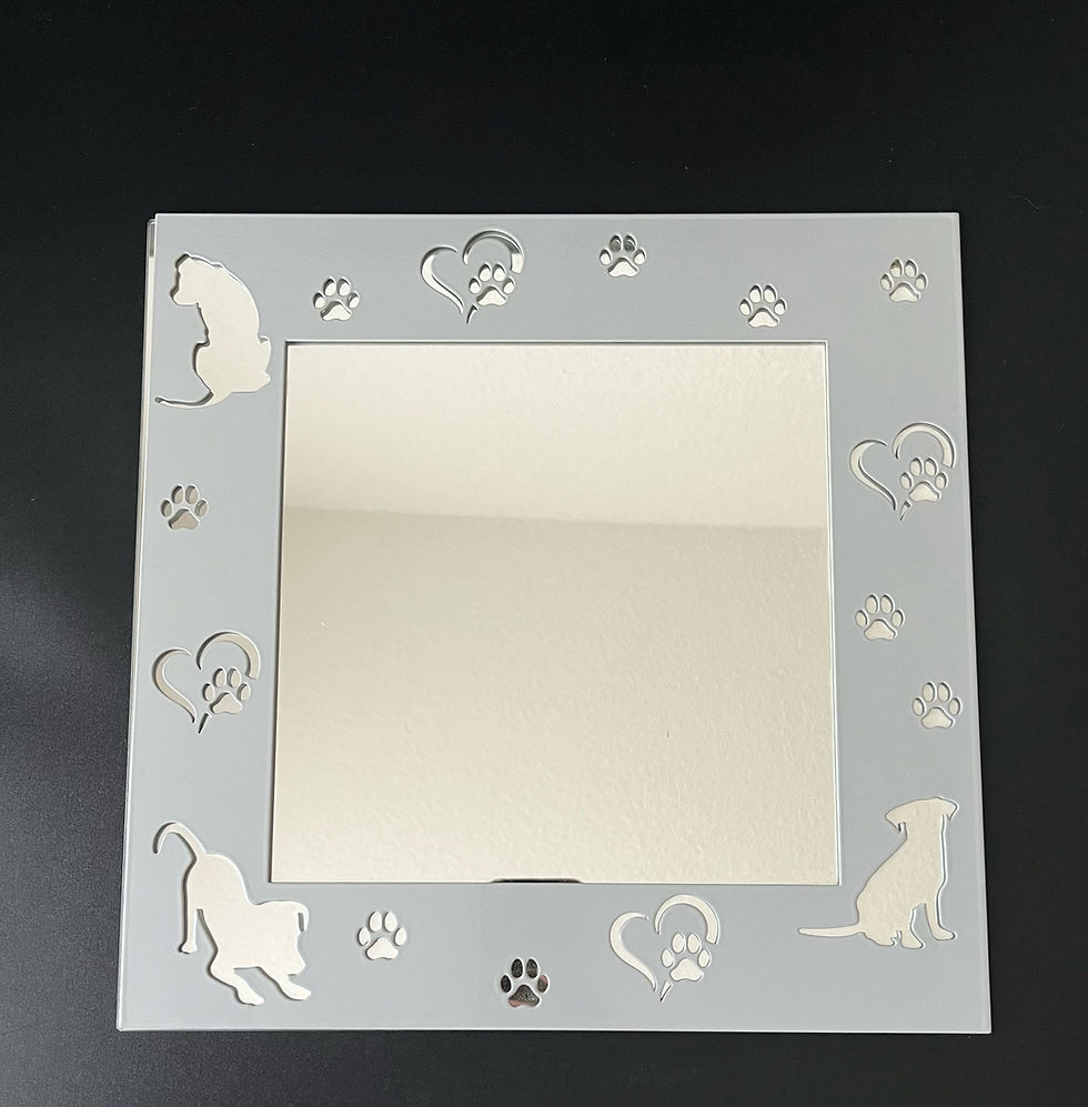 Miniaturbild: Spiegelrahmen Hund ( schief geklebt)