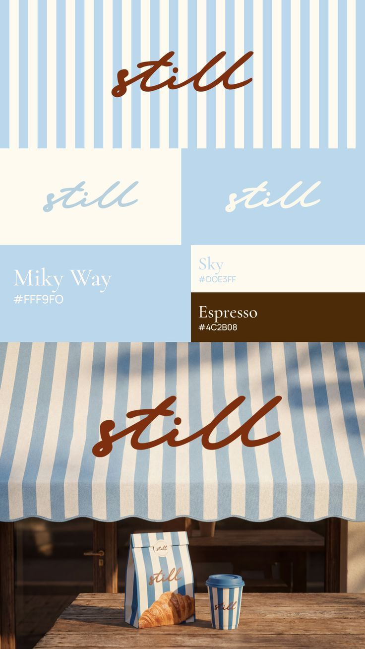 Sky Blue and White Cream Color Palette with a Modern French Vibe for a Bakery Shop