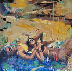 juntas, Óleo 100x100cm