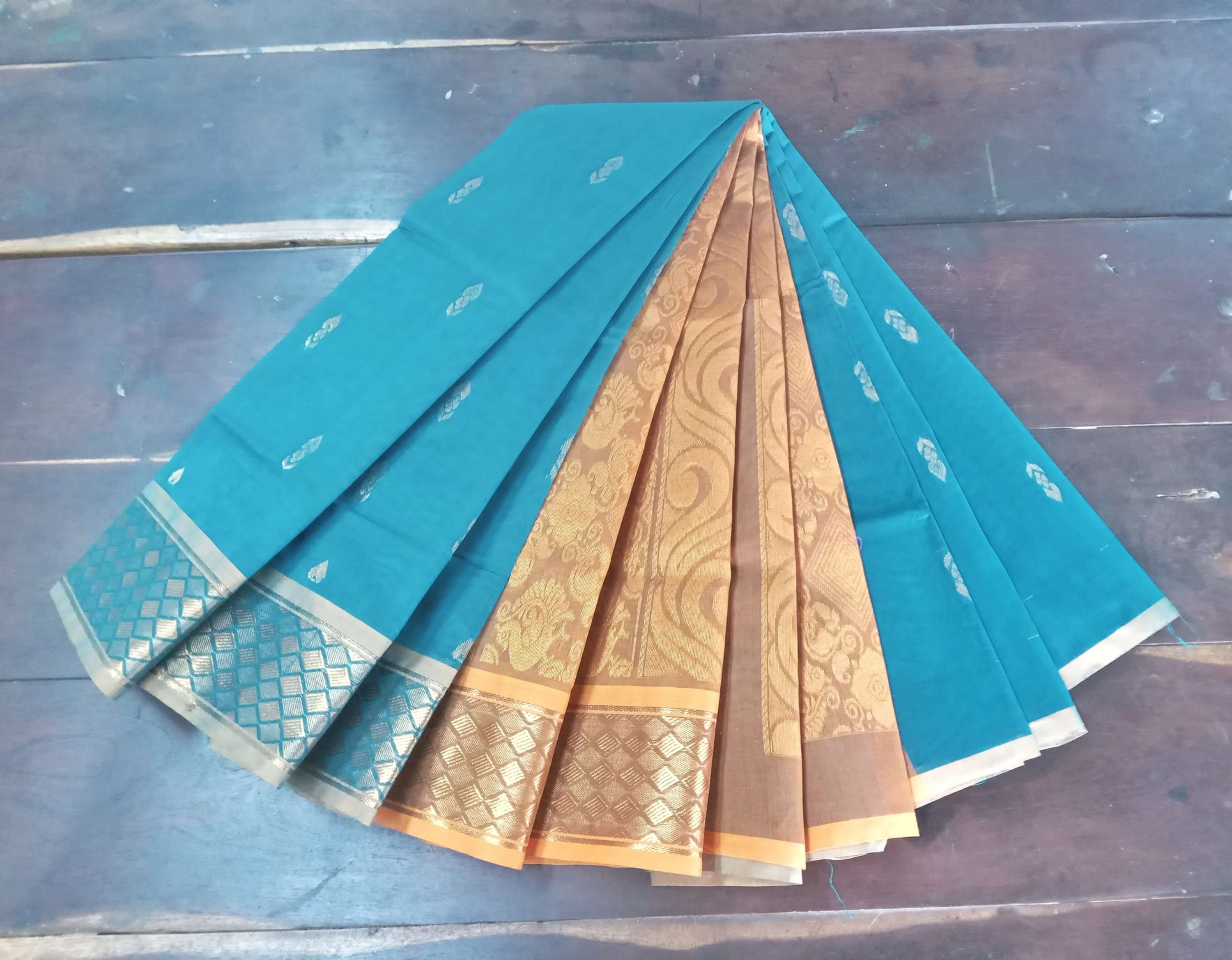 Green cotton saree, special quality