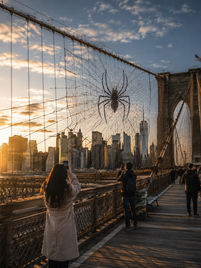 Spider-Man convierte el Puente de Brooklyn en una gigantesca telaraña y conquista Nueva York con un impactante stunt promocional