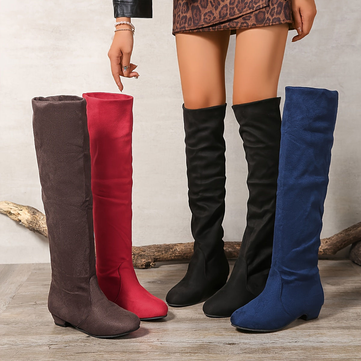 Women's High-top Boots with Flat Low-heel Soles, Women Shoes