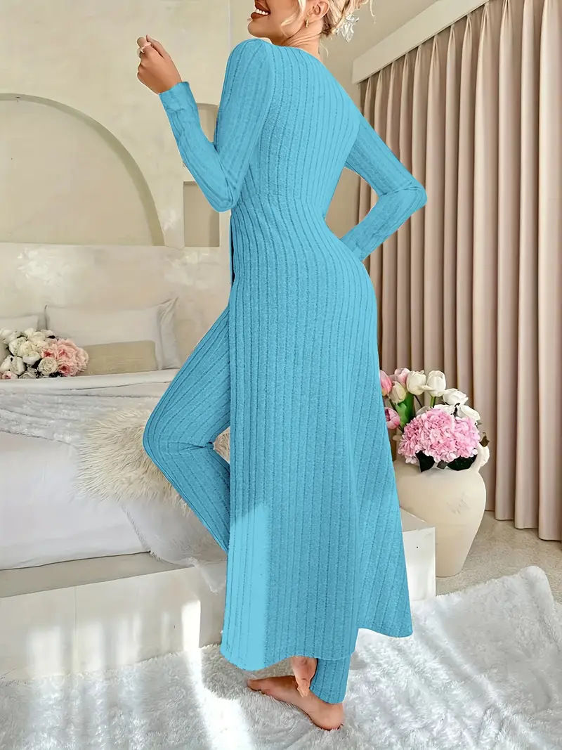 Thumbnail: 2025 Autumn Winter Home Casual Women's Suit Fashionable Solid Color Round Collar