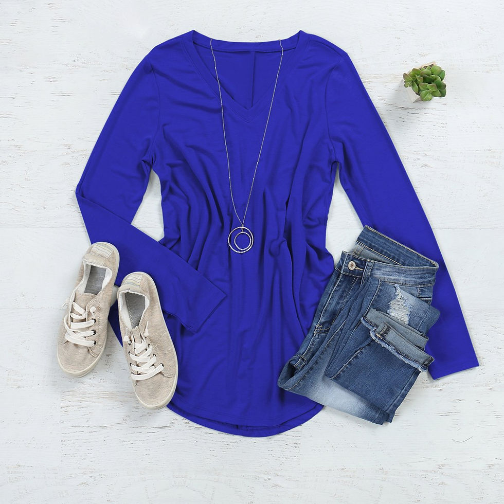 Thumbnail: Premium Long Sleeve V-Neck Round Hem Top
