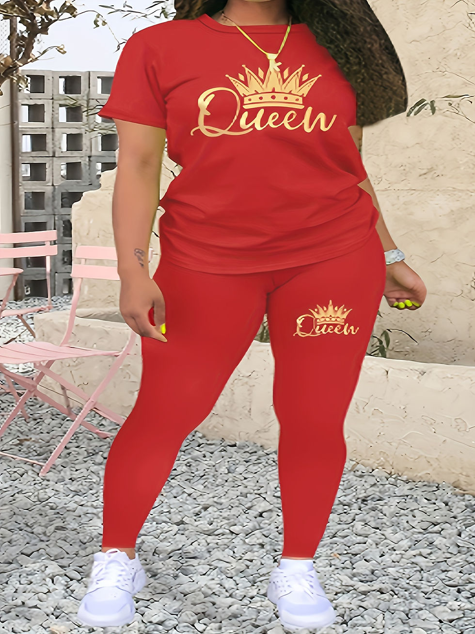 Thumbnail: Plus Size Europe and America New Summer  Women's Printed Comfortable Casual Set