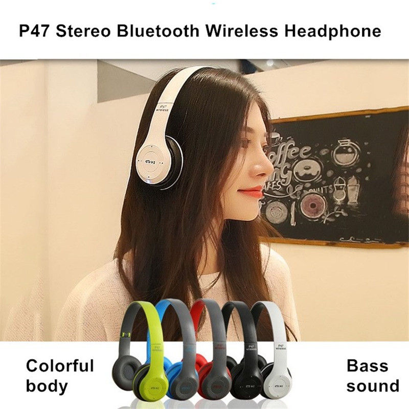 Thumbnail: P47 Bluetooth 5.0 Wireless Headphone Foldable HIFI Stereo Bass Earphone Kid Helm