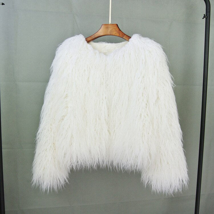 Thumbnail: ZADORIN Colorful Boho Furry Faux Fur Coat