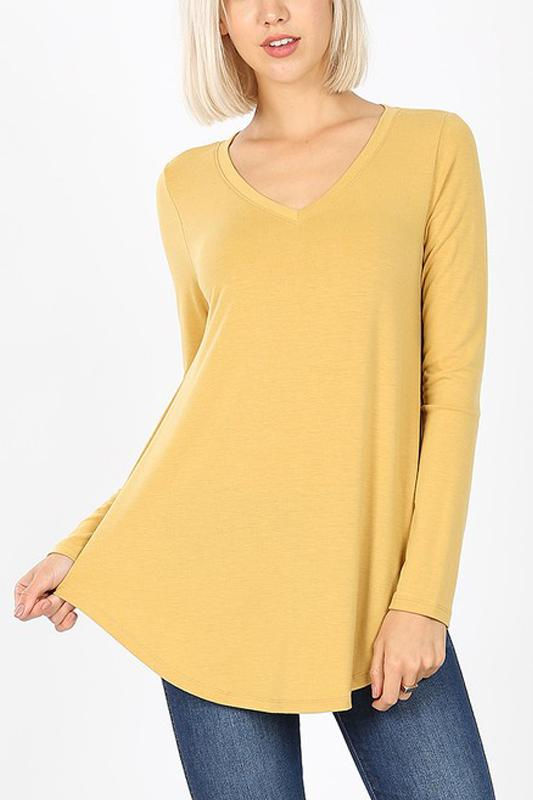 Thumbnail: Premium Long Sleeve V-Neck Round Hem Top