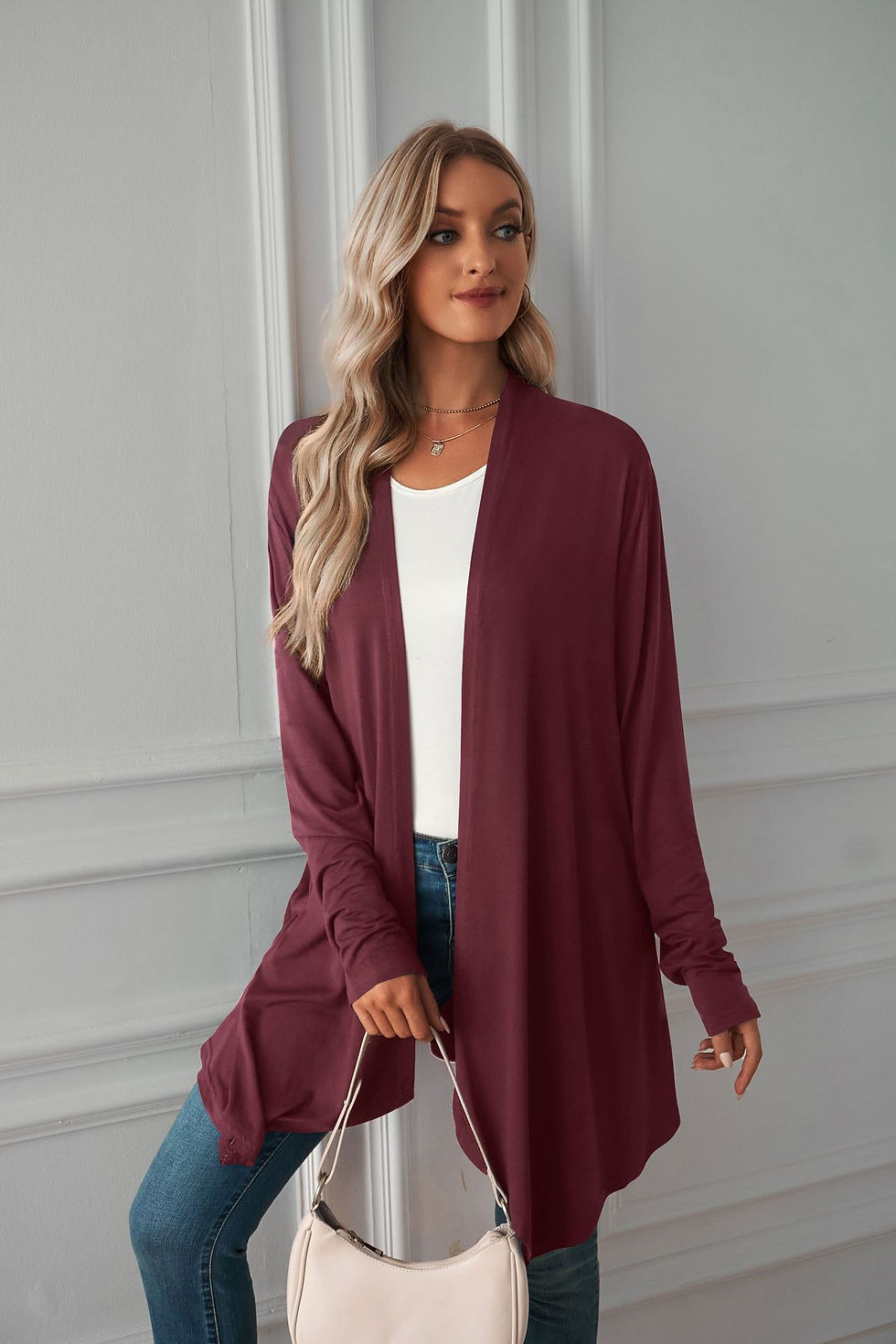 Thumbnail: Autumn New Arrivals Versatile Solid Color Long Sleeved Cardigan Jacket Casual Ou