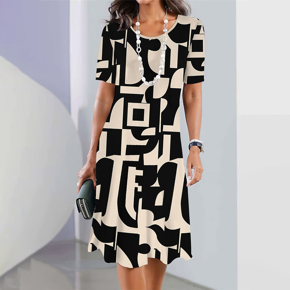 Thumbnail: 2024 New Vintage Women's Dresses Striped Printed Elegant Casual Short Sleeve Dre