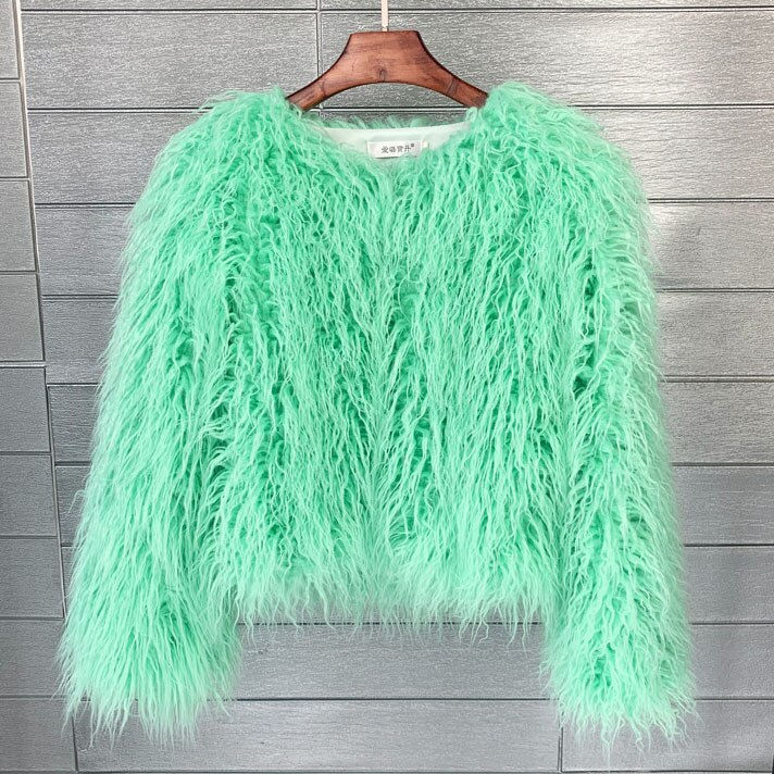 Thumbnail: ZADORIN Colorful Boho Furry Faux Fur Coat