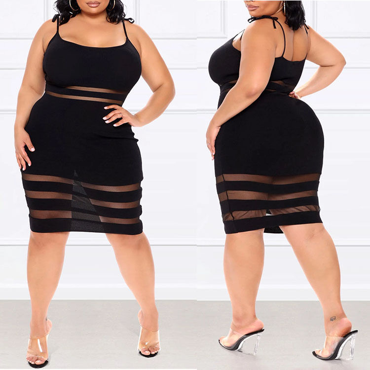 Thumbnail: Mid-Waist Black Plus Size  Dresses